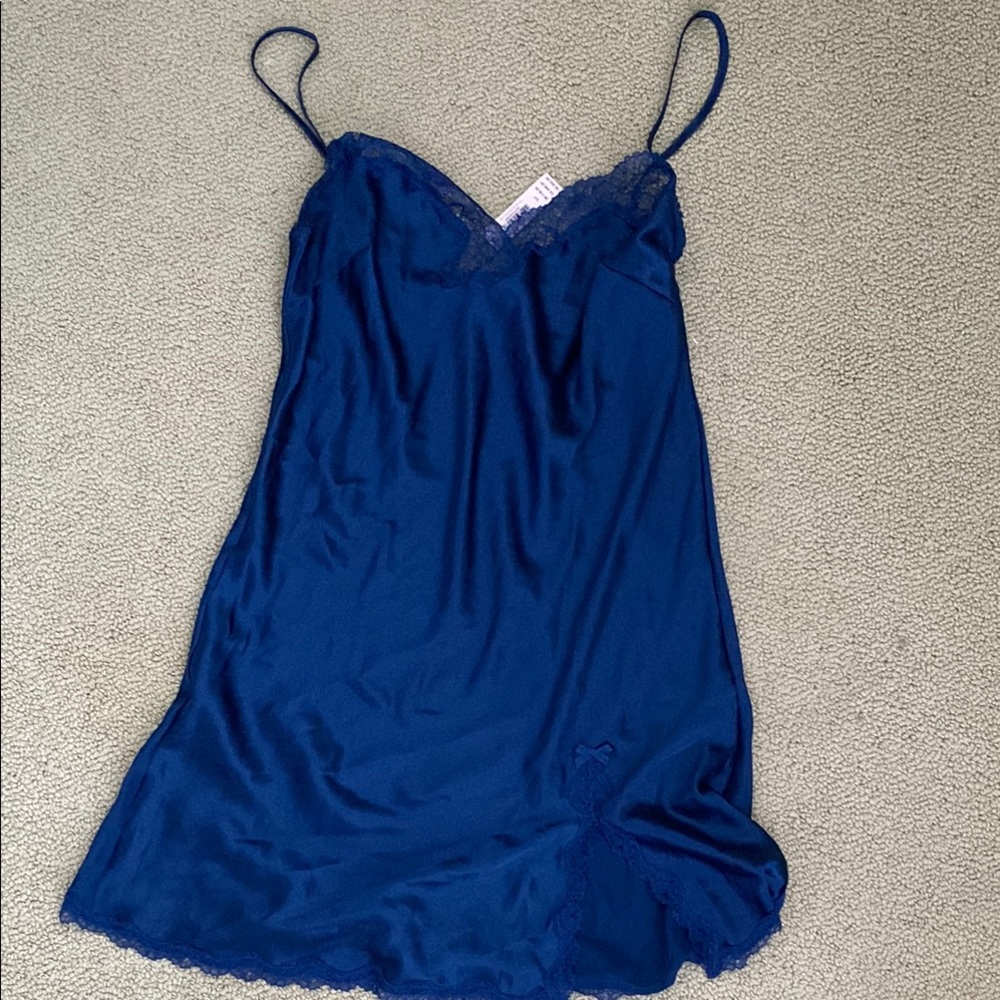 Victoria's Secret Blue Chemise with Lace Trim